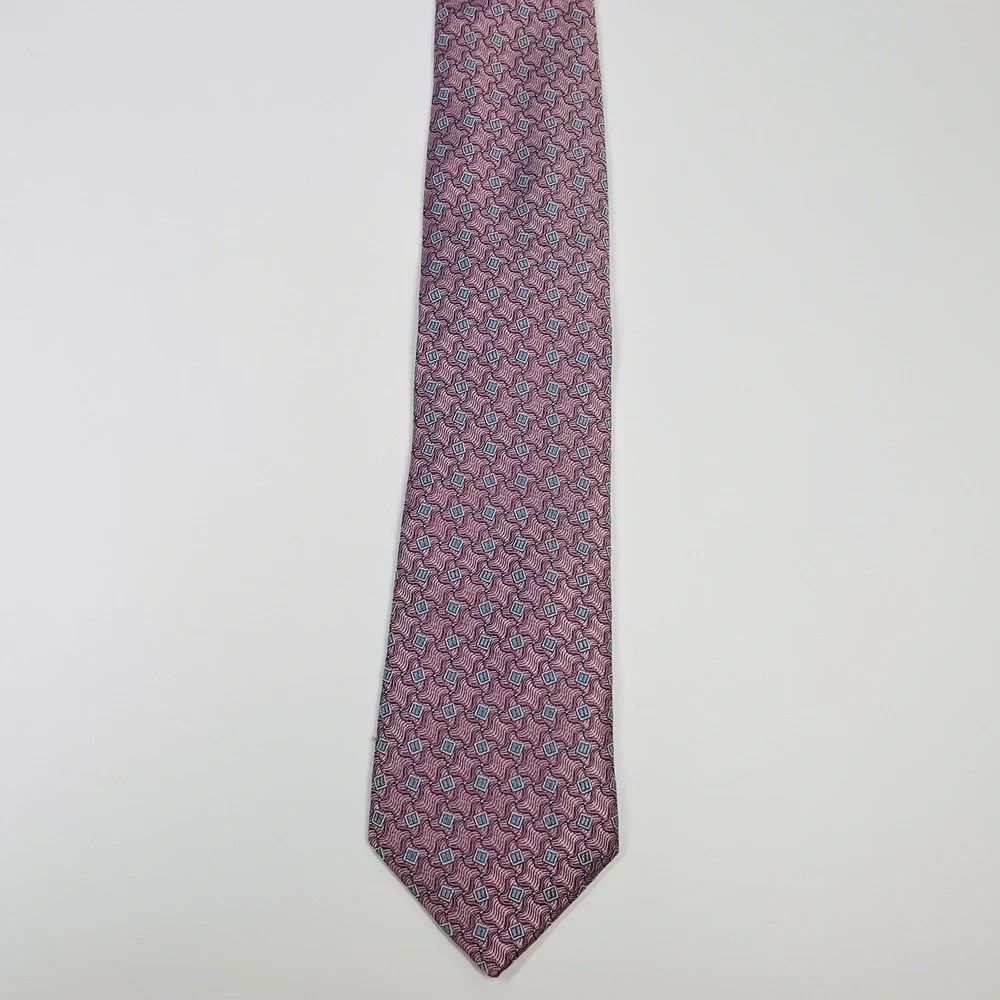 Jos. A. Bank Silk Tie Mens OS Pink Blue Geometric Signature Collection‎ Luxury